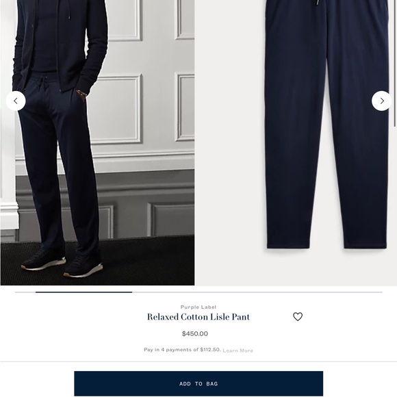 Ralph Lauren Purple Label Men’s Sweat Pants, Size XL, NWOT - Picture 3 of 9